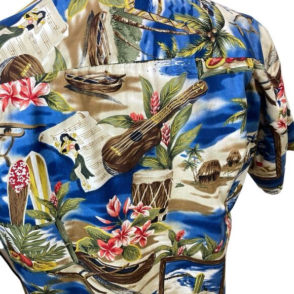 Vtg Mens Howie Hawaii Hawaiian Shirt Surfer Beach Island Floral L Large Cotton - Picture 8 of 9